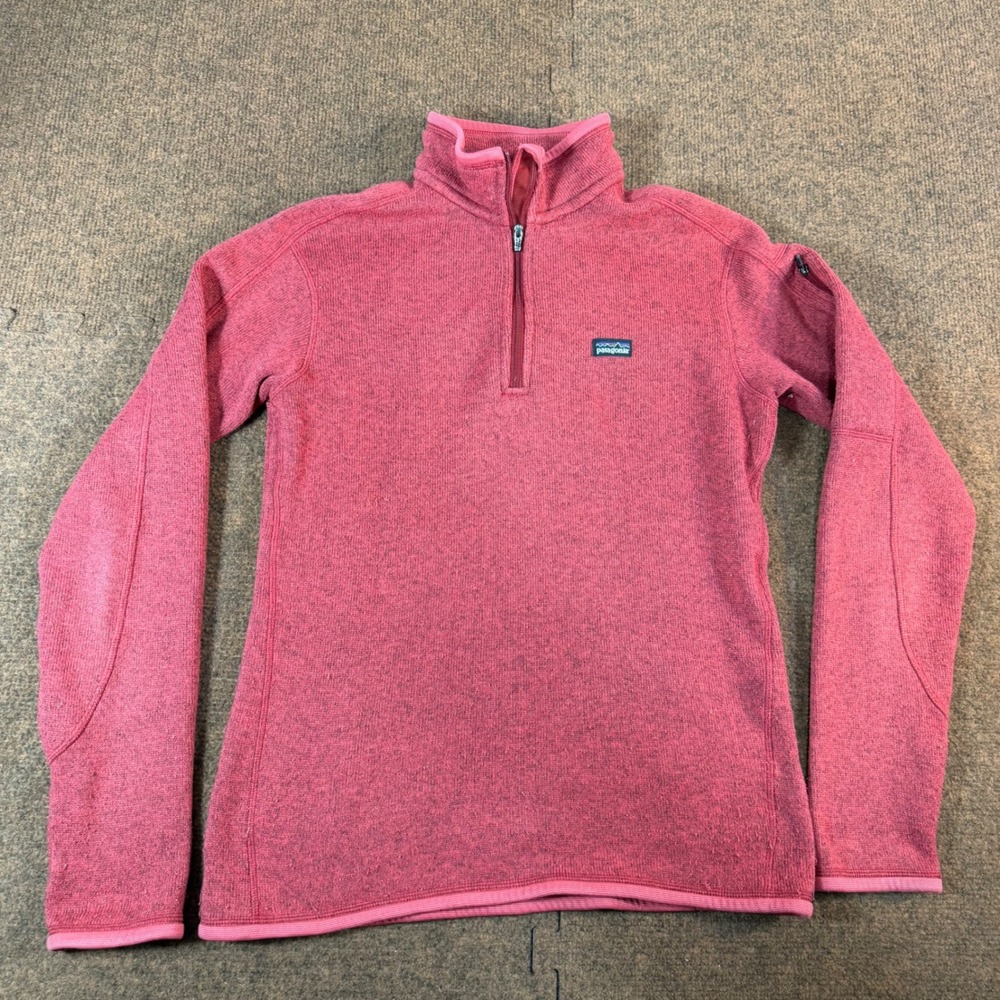 A+ Patagonia Better Sweater 1/4 Zip Pullover Womens Medium Pink Fleece 25527